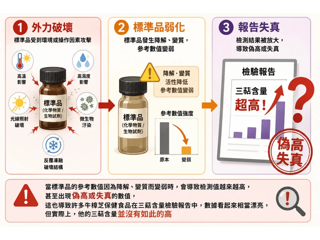 牛樟芝檢驗標準品變質導致檢驗報告失真